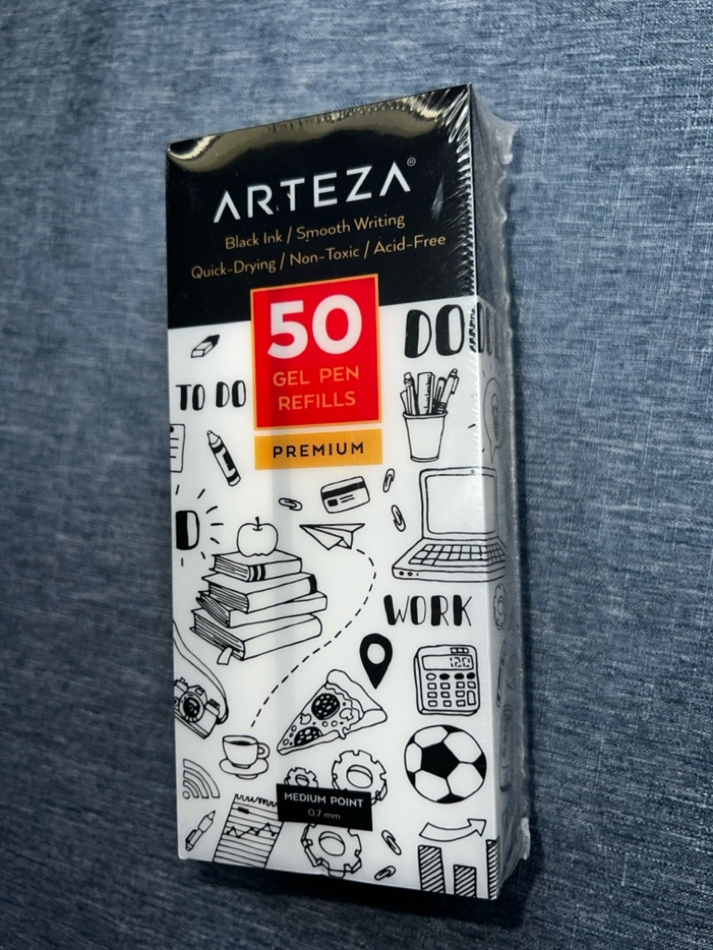 Arteza Gel Pen Refills Pack of 50 Black UNOPENED Full Box Individually Wrapped